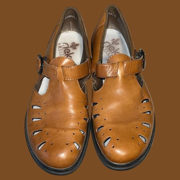 Rieker Anti Stress Brown Leather Mary Jane Shoes Size 39 US 8.5 - Picture 2 of 7